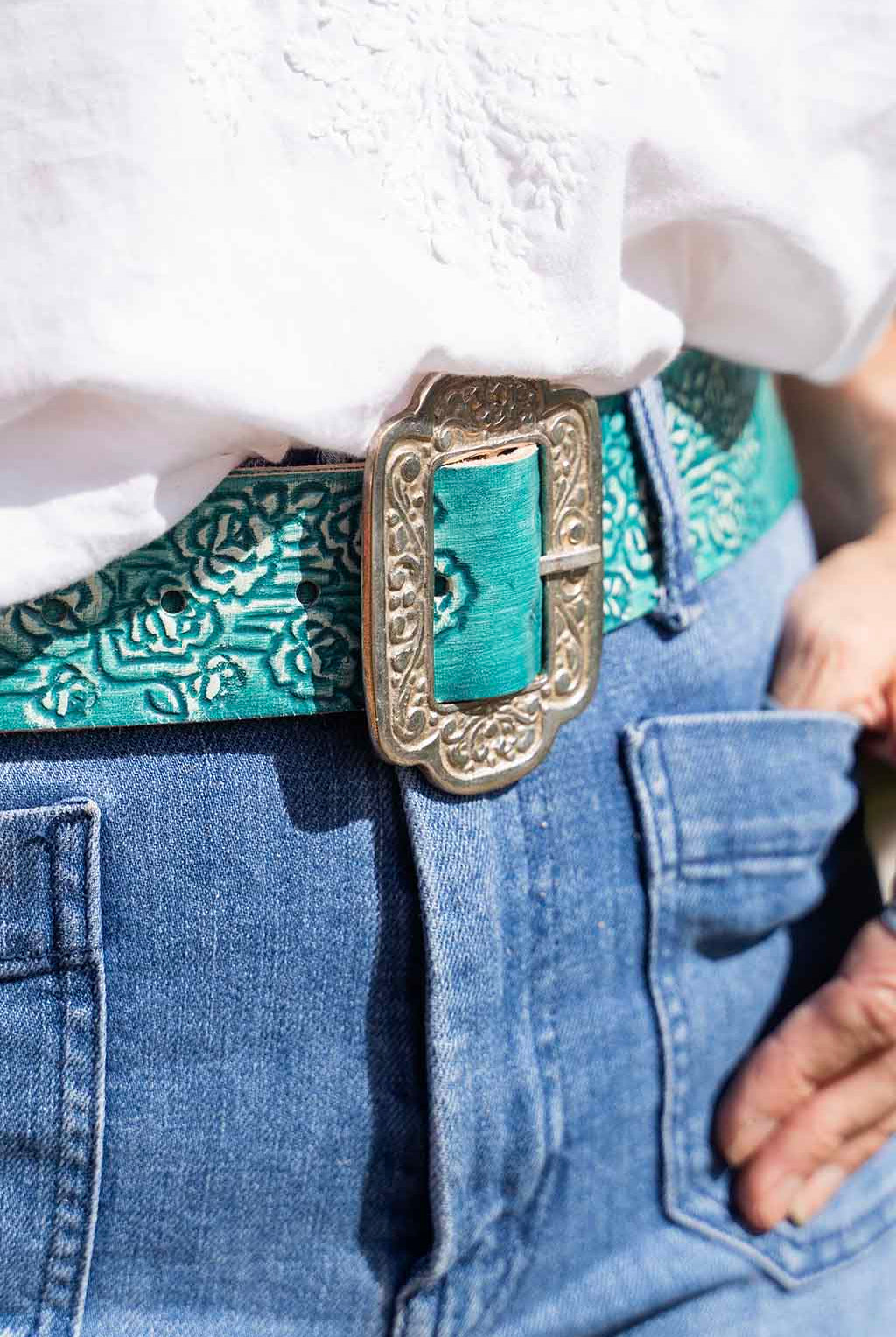 HOUSE OF SKYE | DESERT ROSE LEATHER BELT TURQUOISE | Bohemian Love Runway