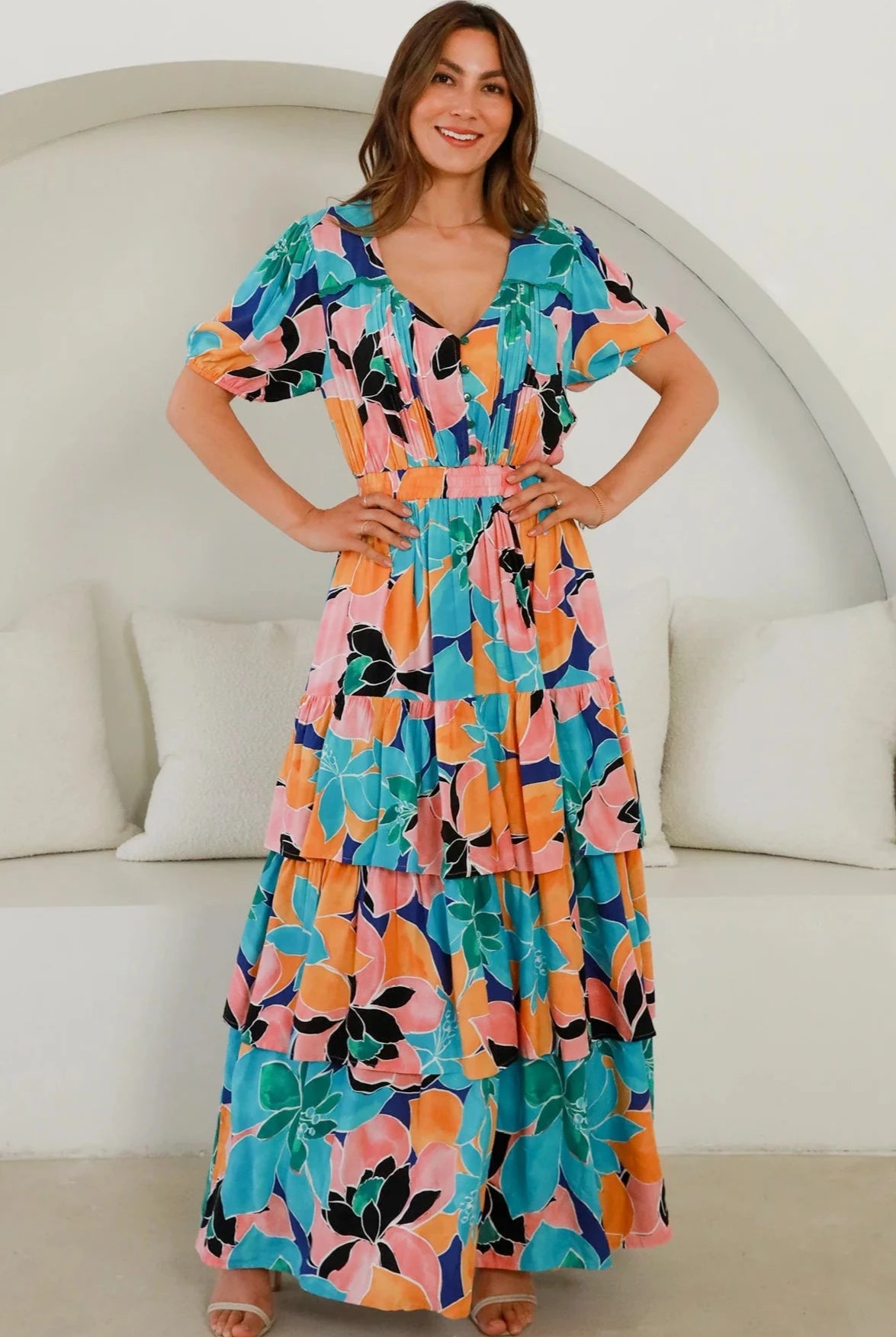 AVA & MIA | RIVER V-NECK MAXI DRESS | Bohemian Love Runway