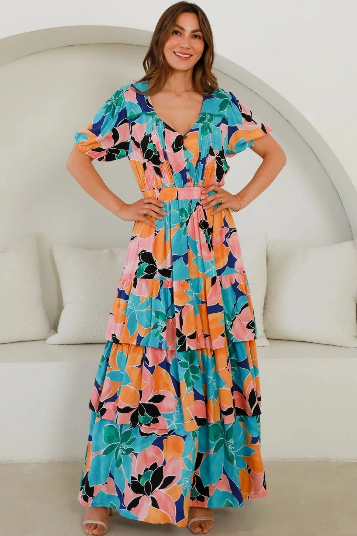 AVA & MIA | RIVER V-NECK MAXI DRESS | Bohemian Love Runway