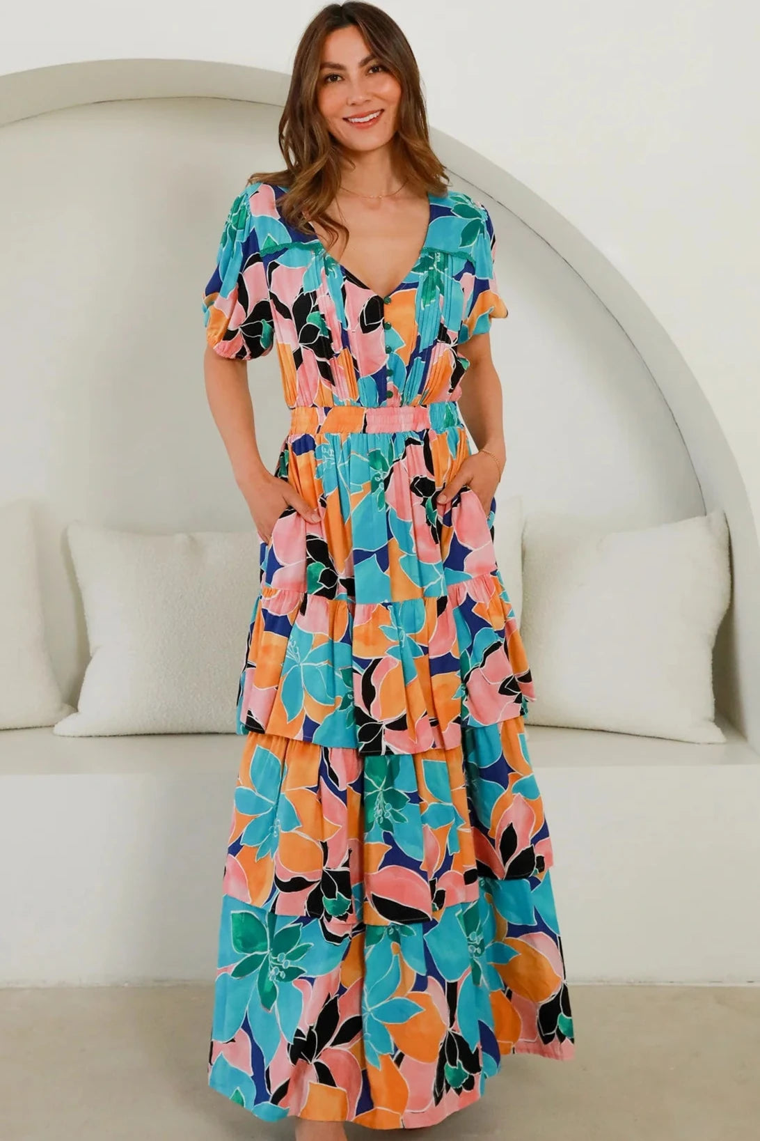 AVA & MIA | RIVER V-NECK MAXI DRESS | Bohemian Love Runway