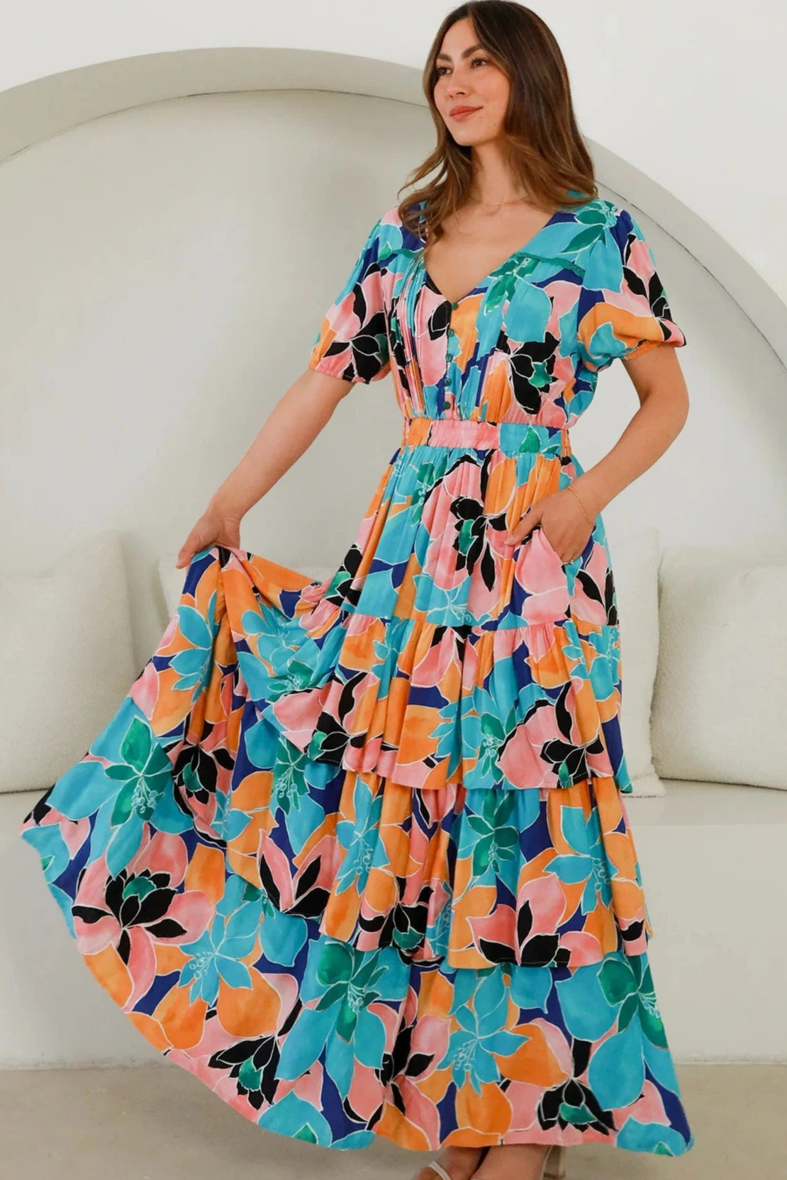 AVA & MIA | RIVER V-NECK MAXI DRESS | Bohemian Love Runway