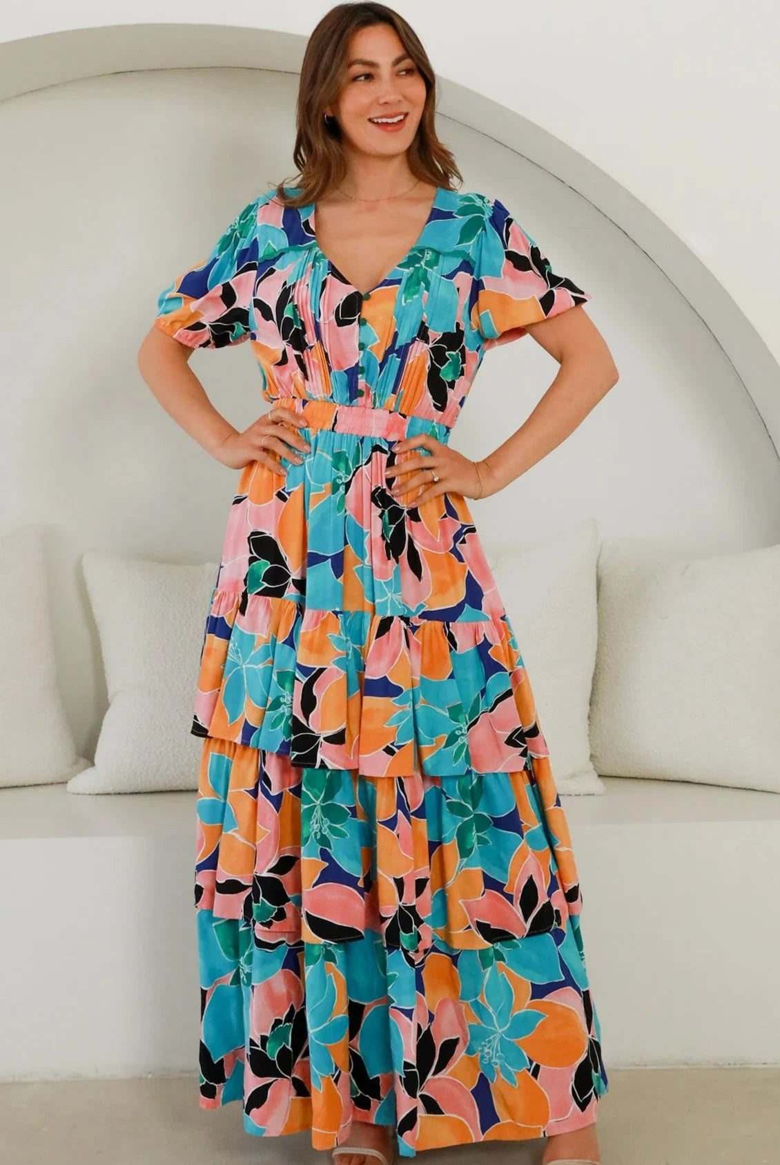 AVA & MIA | RIVER V-NECK MAXI DRESS | Bohemian Love Runway