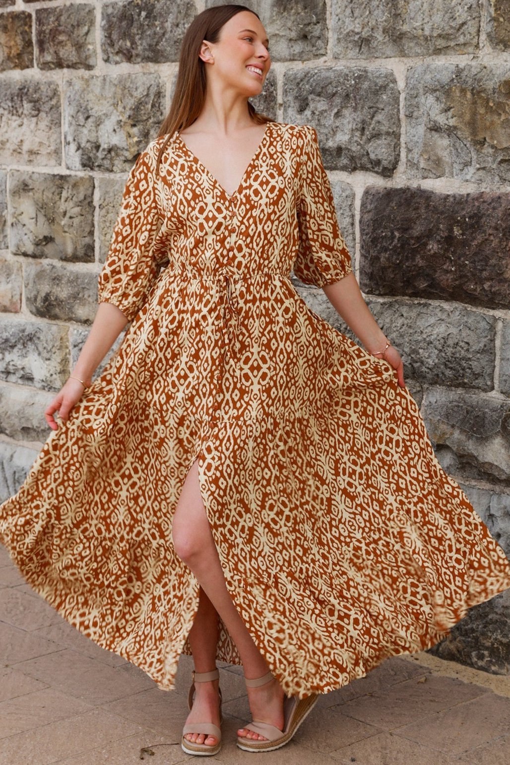 AVA & MIA | KATE HALF SLEEVE MAXI DRESS | Bohemian Love Runway