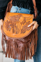 SHOE SHU | BUFFALO + FRINGE SADDLE BAG VINTAGE TAN | Bohemian Love Runway