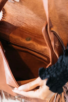 SHOE SHU | BUFFALO + FRINGE SADDLE BAG VINTAGE TAN | Bohemian Love Runway