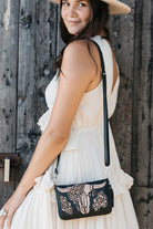 SHOE SHU | BUFFALO ZIP ROUND WALLET BAG VINTAGE BLACK | Bohemian Love Runway