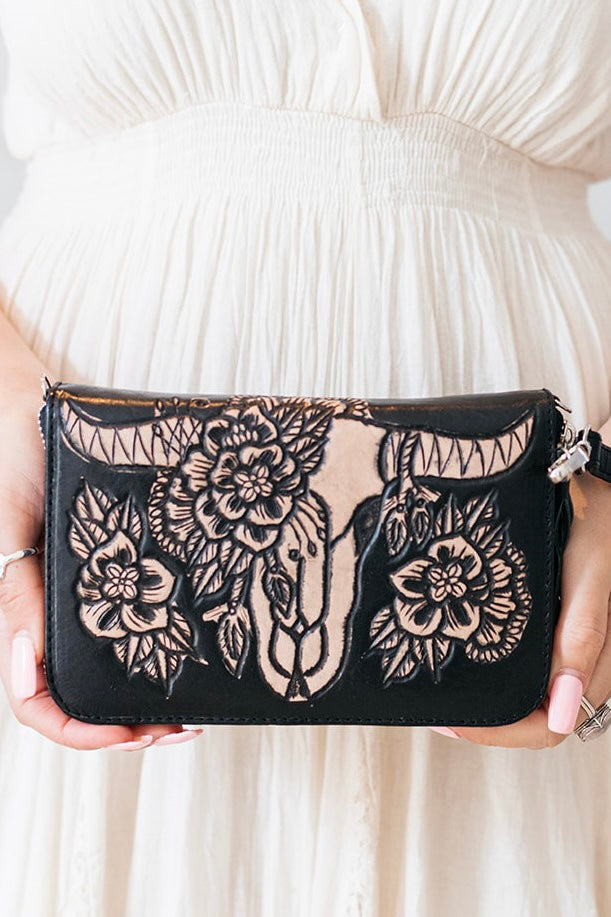 SHOE SHU | BUFFALO ZIP ROUND WALLET BAG VINTAGE BLACK | Bohemian Love Runway