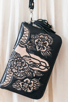 SHOE SHU | BUFFALO ZIP ROUND WALLET BAG VINTAGE BLACK | Bohemian Love Runway