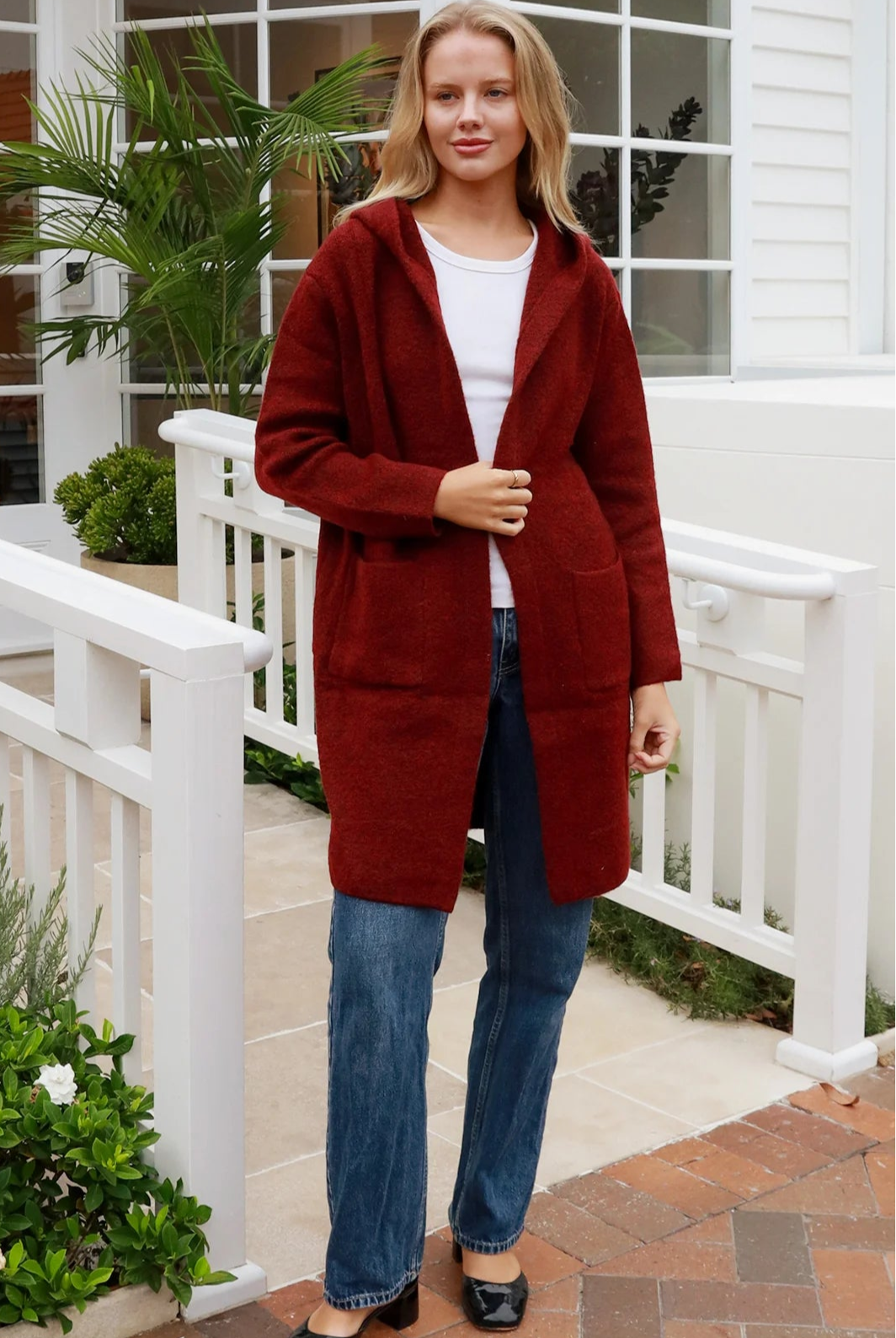 CHARLOTTE THE LABEL | WEEKEND HOODIE KNIT JACKET BURGUNDY | Bohemian Love Runway