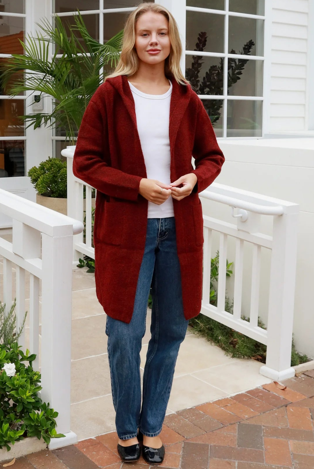 CHARLOTTE THE LABEL | WEEKEND HOODIE KNIT JACKET BURGUNDY | Bohemian Love Runway