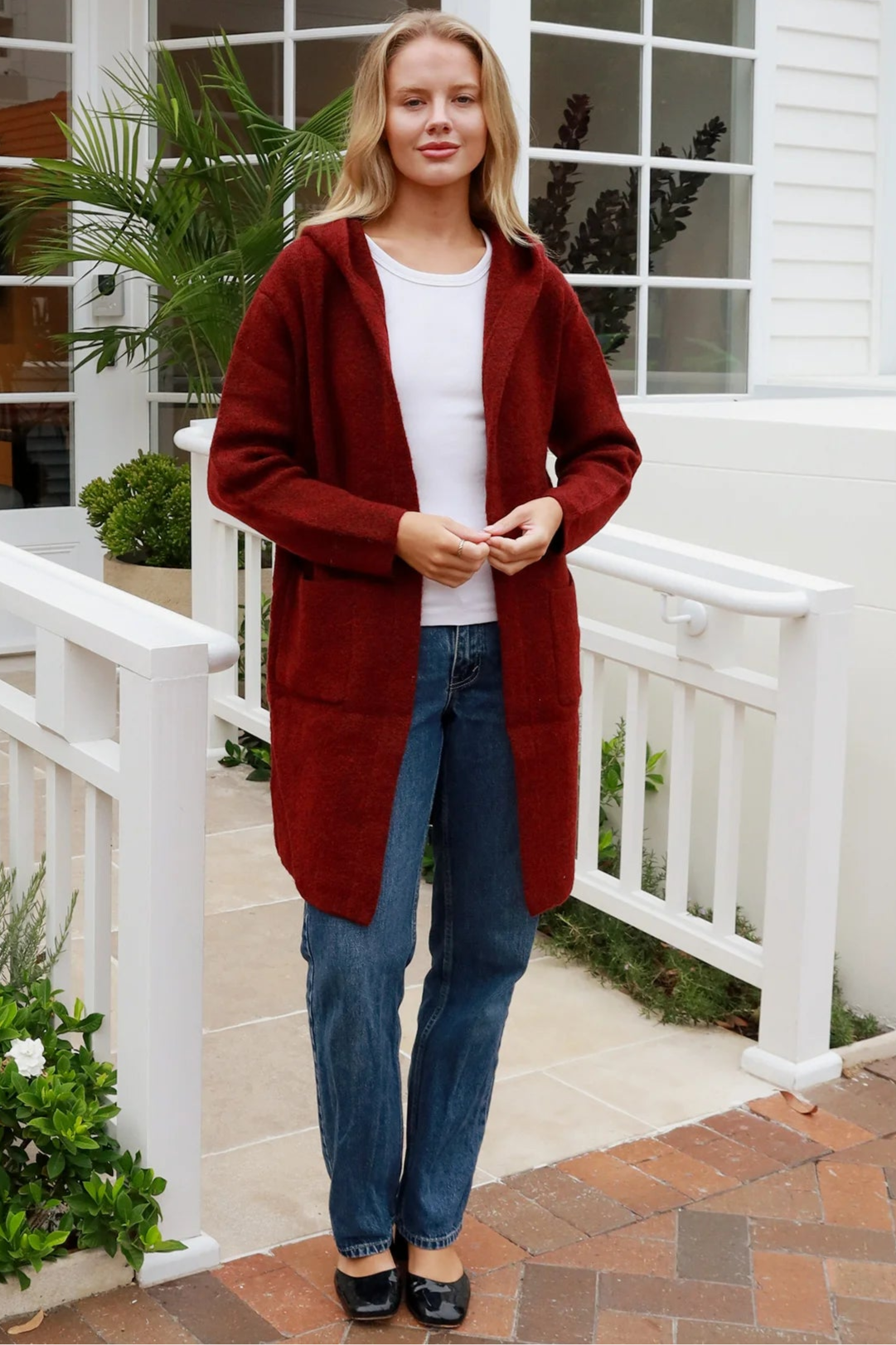 CHARLOTTE THE LABEL | WEEKEND HOODIE KNIT JACKET BURGUNDY | Bohemian Love Runway