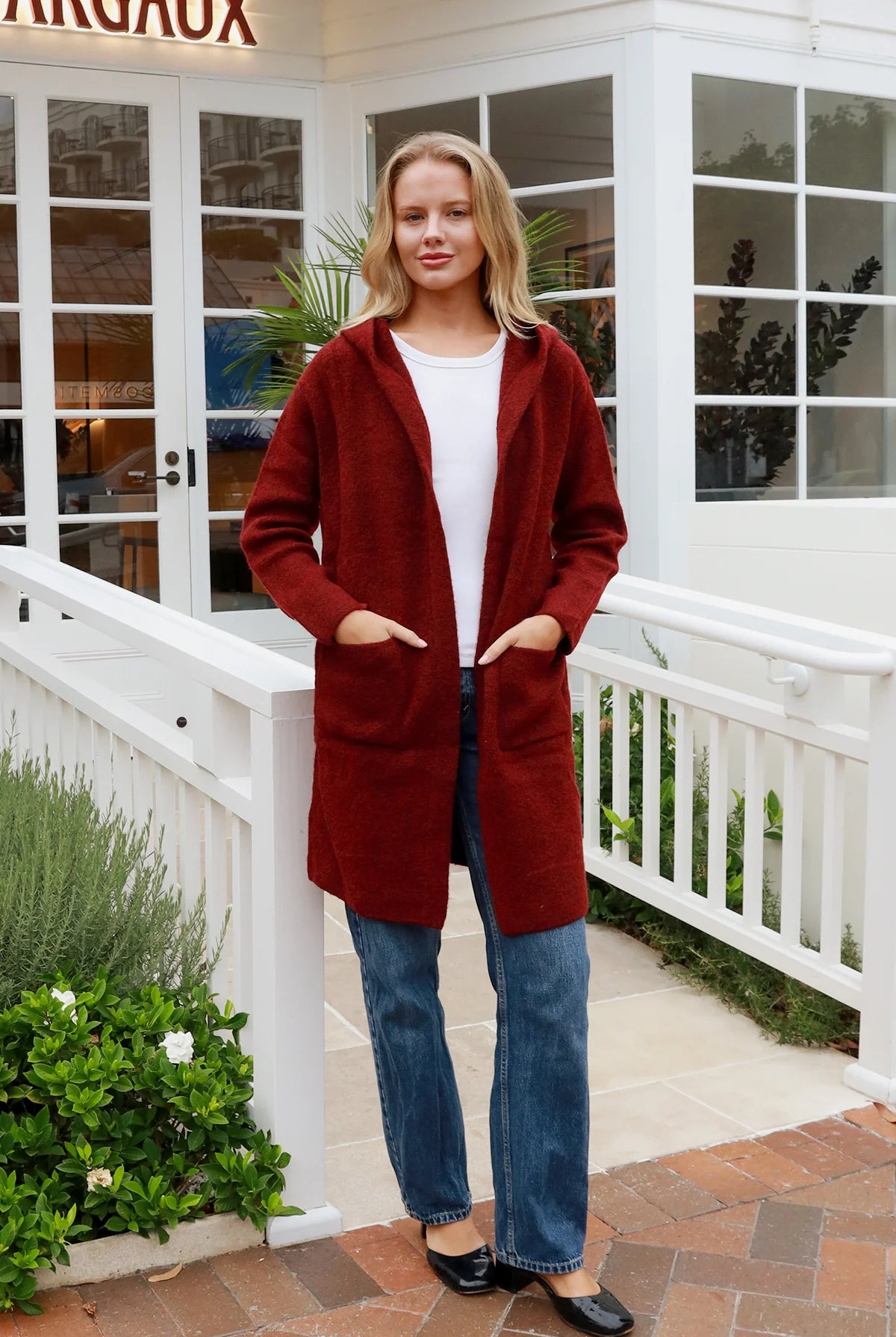 CHARLOTTE THE LABEL | WEEKEND HOODIE KNIT JACKET BURGUNDY | Bohemian Love Runway