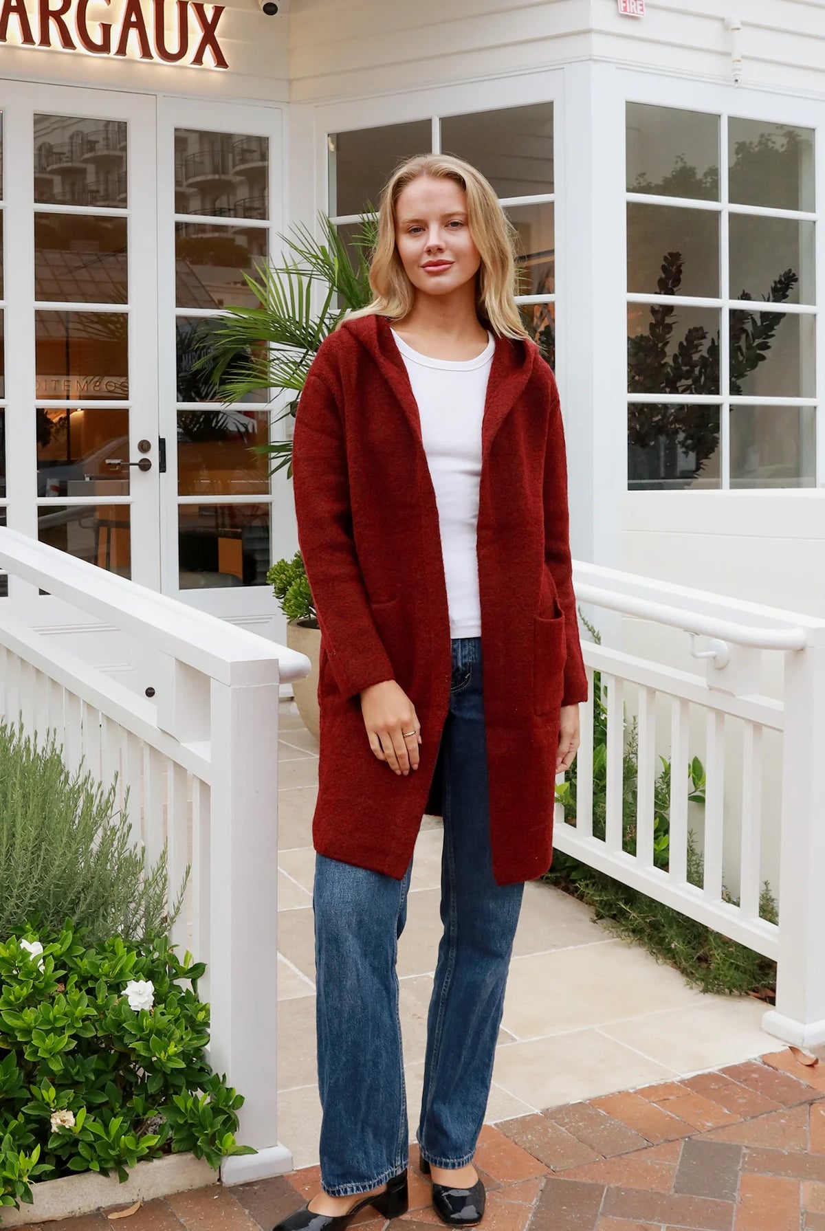 CHARLOTTE THE LABEL | WEEKEND HOODIE KNIT JACKET BURGUNDY | Bohemian Love Runway