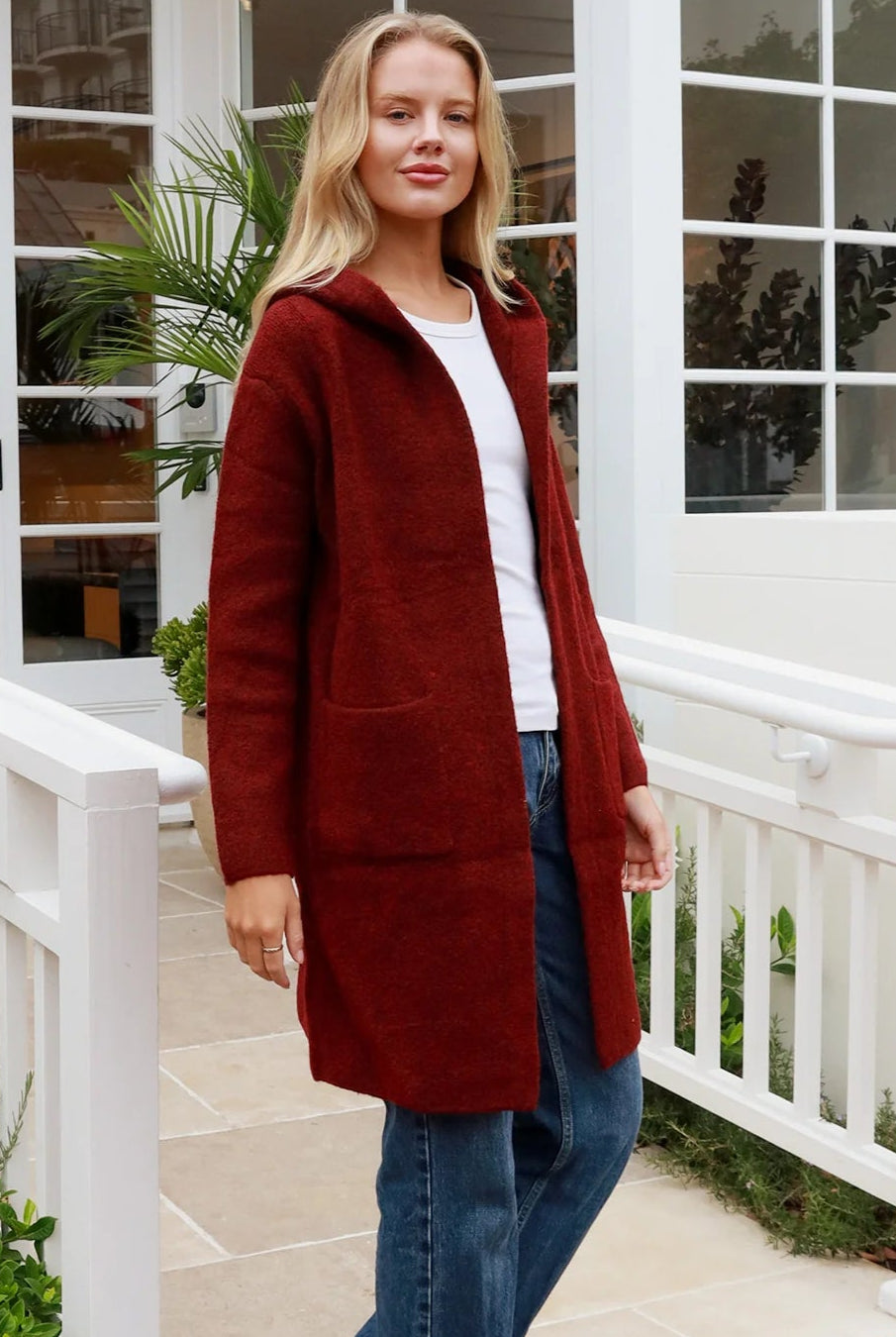 CHARLOTTE THE LABEL | WEEKEND HOODIE KNIT JACKET BURGUNDY | Bohemian Love Runway
