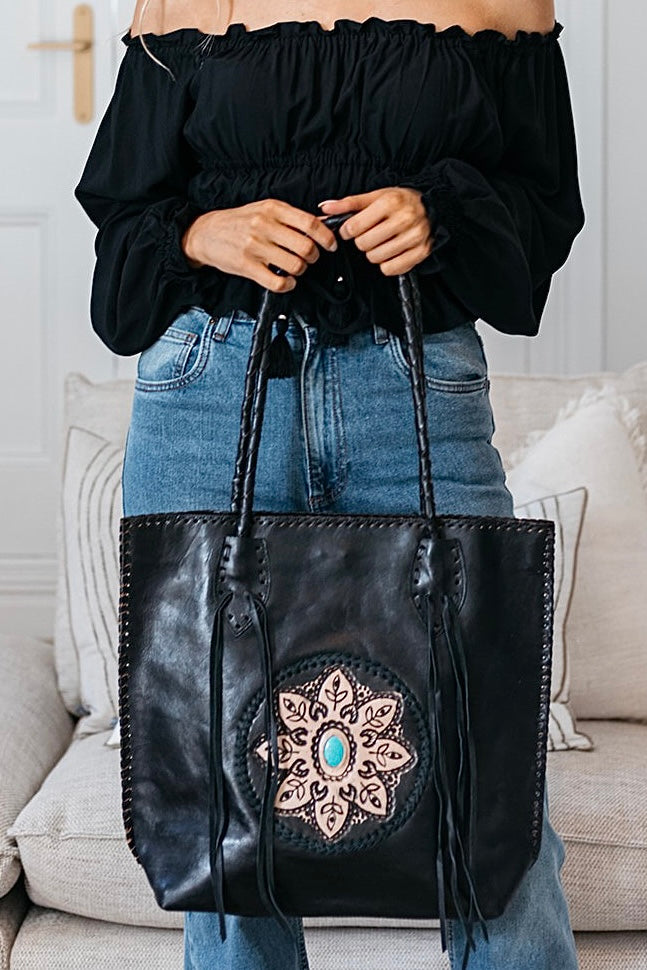 SHOE SHU | GYPSY TOTE BAG VINTAGE BLACK | Bohemian Love Runway