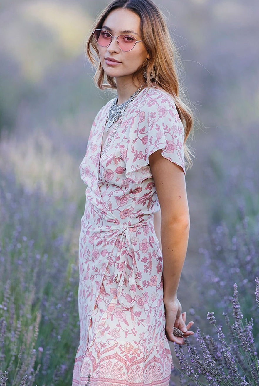 HOUSE OF SKYE | FLORENCE WRAP MINI DRESS ROSETTE | Bohemian Love Runway