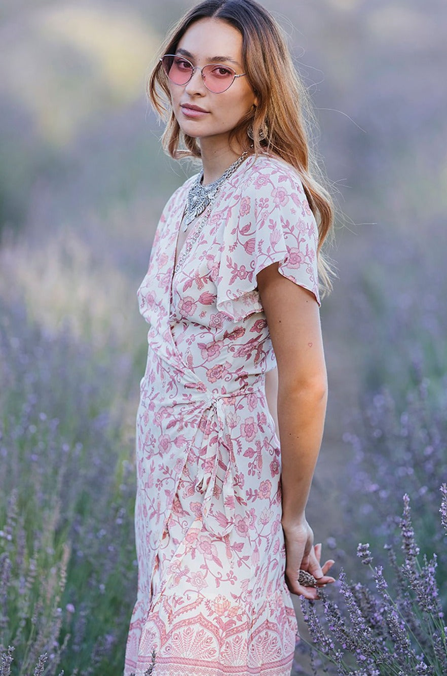 HOUSE OF SKYE | FLORENCE WRAP MINI DRESS ROSETTE | Bohemian Love Runway