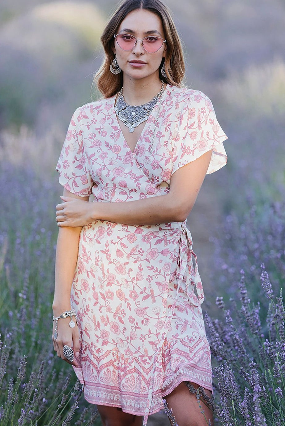 HOUSE OF SKYE | FLORENCE WRAP MINI DRESS ROSETTE | Bohemian Love Runway