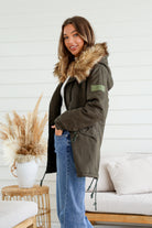 MISS MARLOW | MAYE FUR TRIM ANORAK KHAKI | Bohemian Love Runway