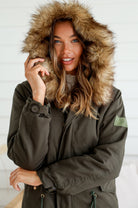MISS MARLOW | MAYE FUR TRIM ANORAK KHAKI | Bohemian Love Runway