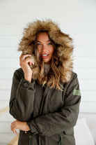 MISS MARLOW | MAYE FUR TRIM ANORAK KHAKI | Bohemian Love Runway
