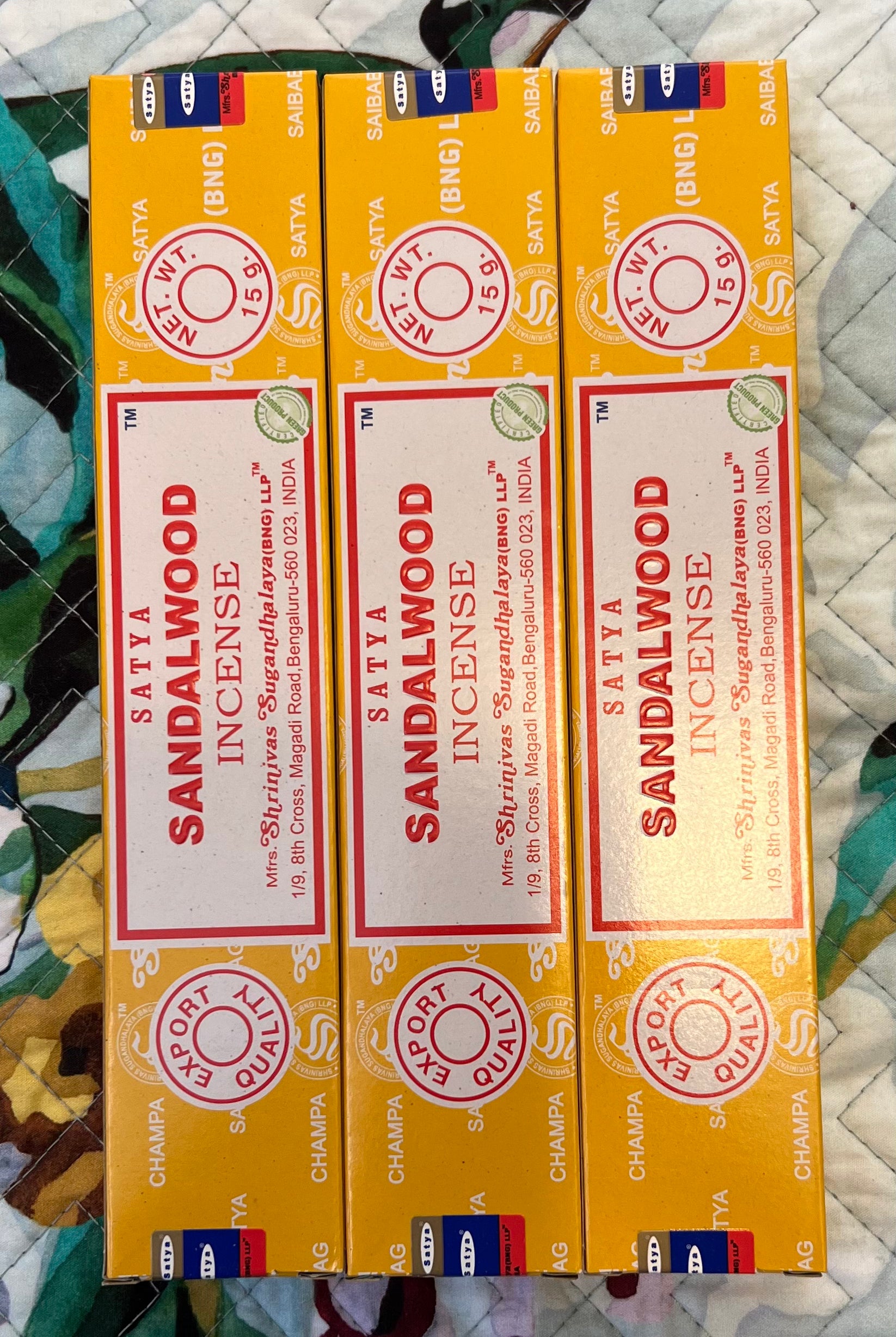 SATYA | SANDALWOOD INCENSE X 3 | Bohemian Love Runway