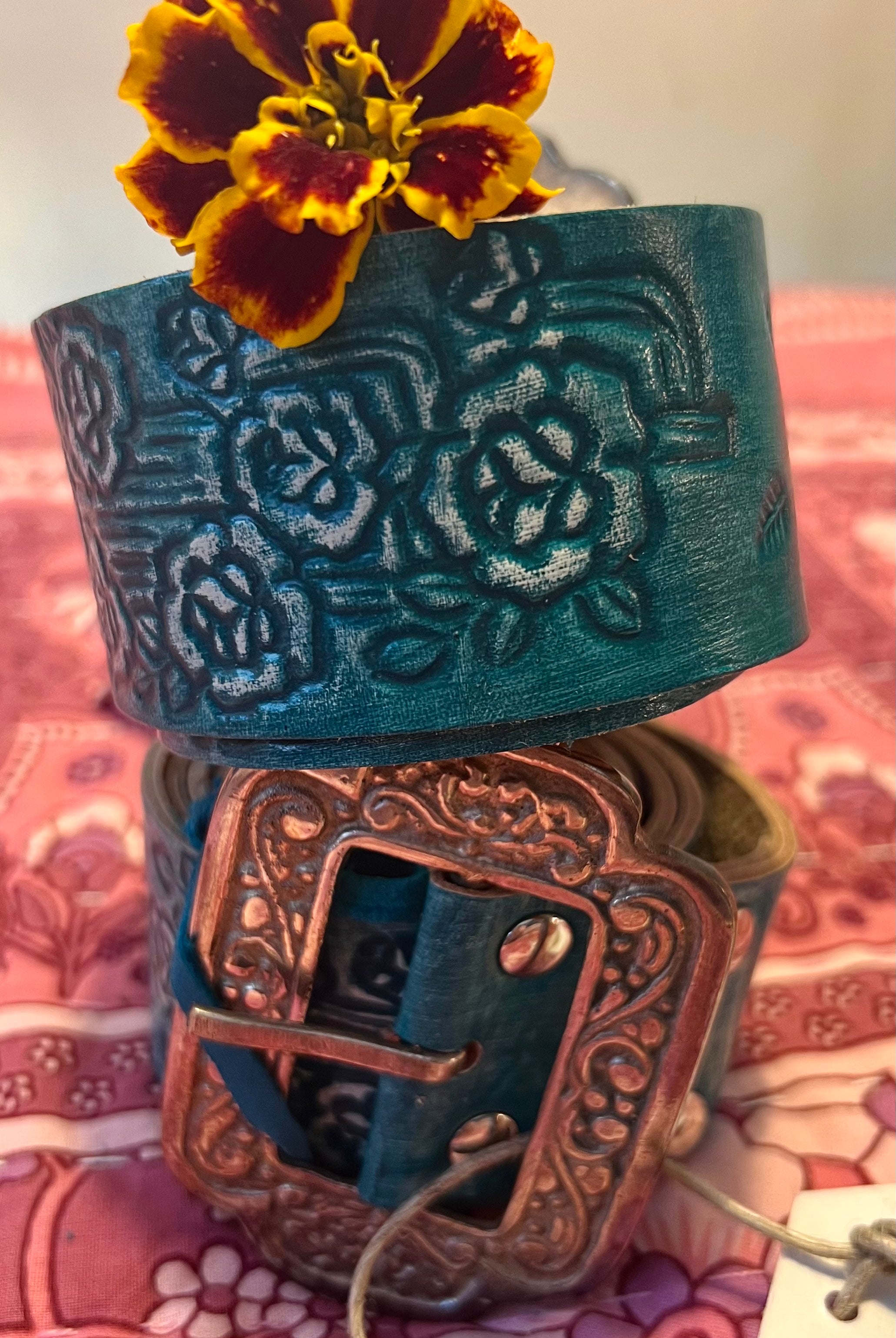 HOUSE OF SKYE | DESERT ROSE LEATHER BELT TURQUOISE | Bohemian Love Runway