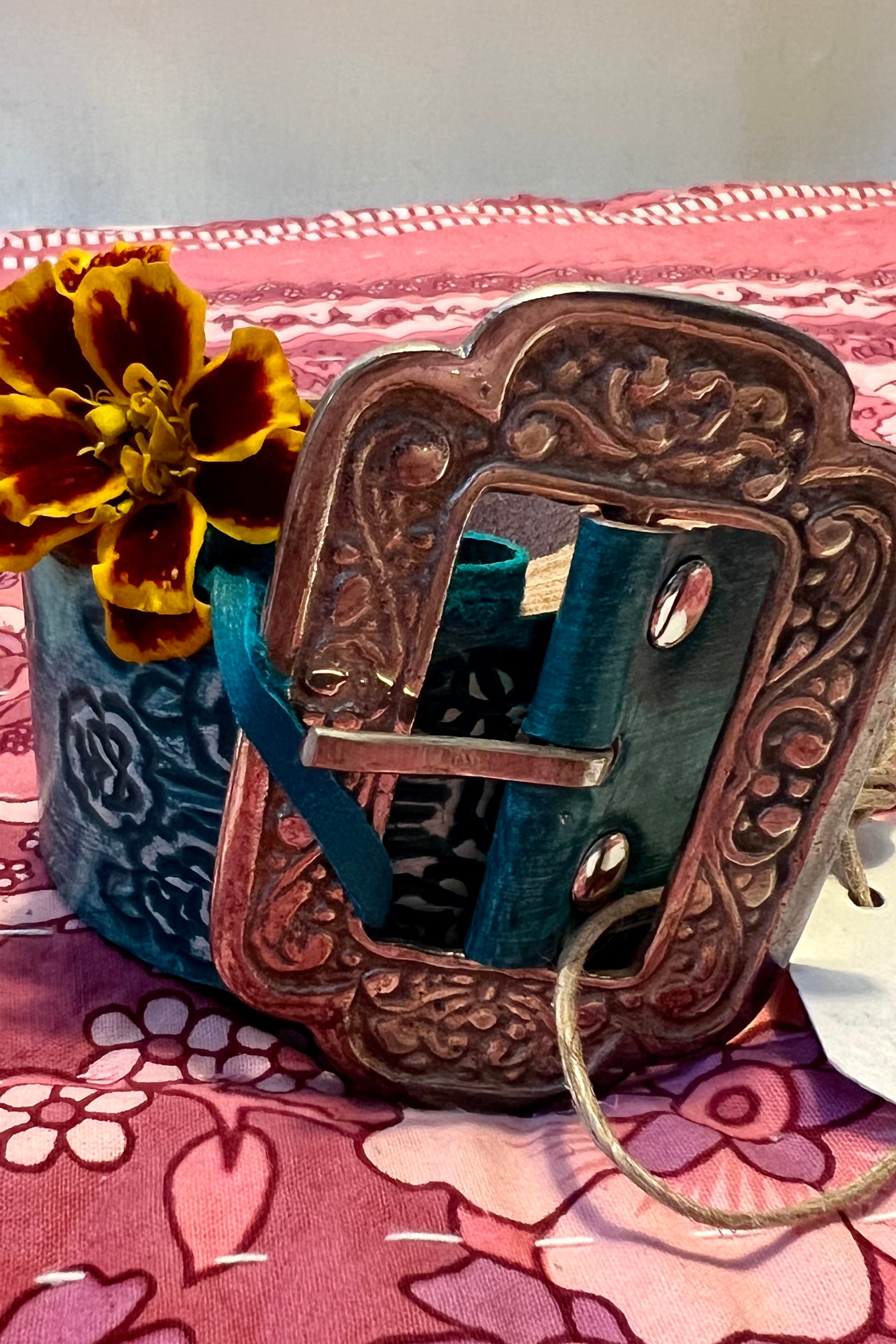 HOUSE OF SKYE | DESERT ROSE LEATHER BELT TURQUOISE | Bohemian Love Runway