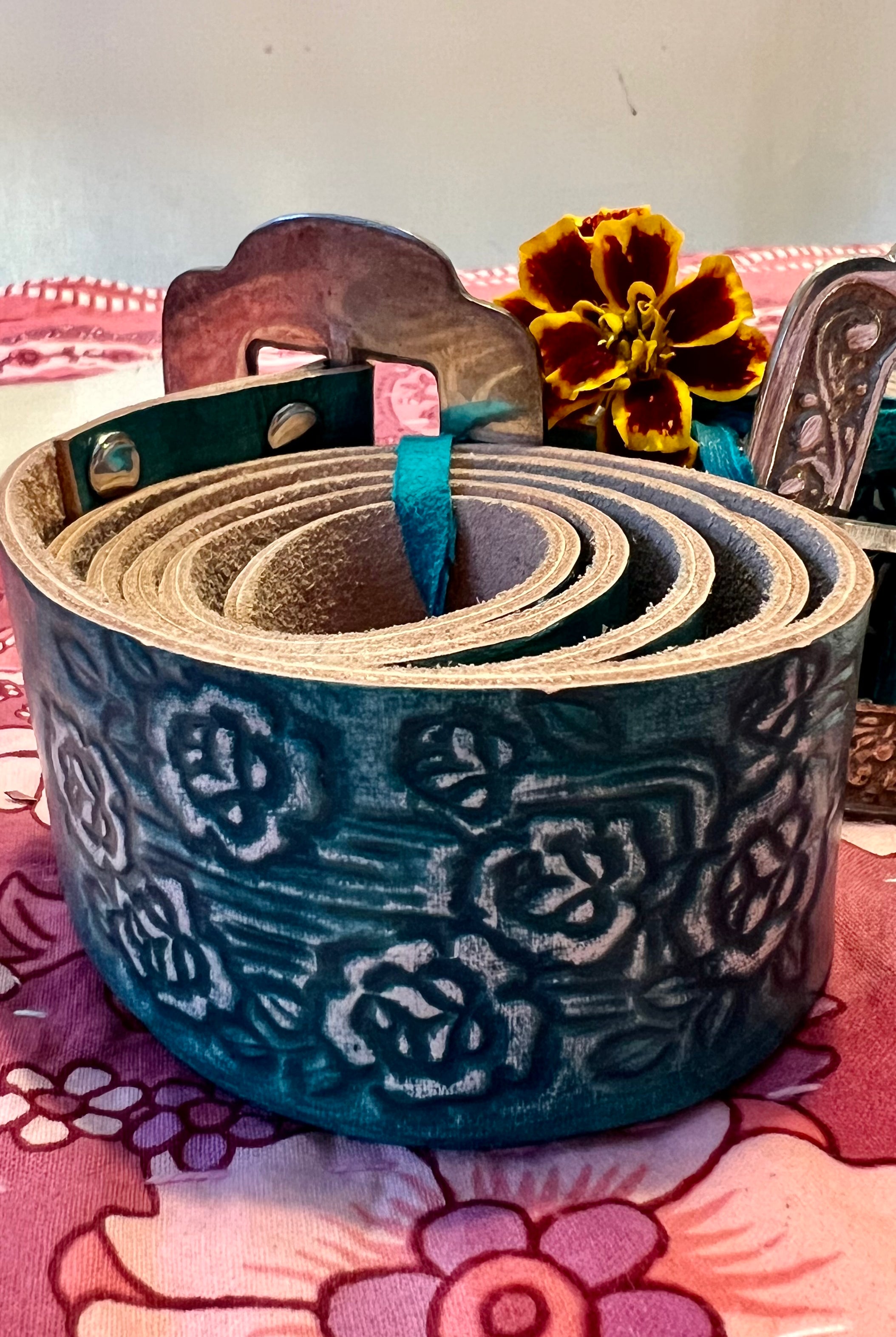 HOUSE OF SKYE | DESERT ROSE LEATHER BELT TURQUOISE | Bohemian Love Runway