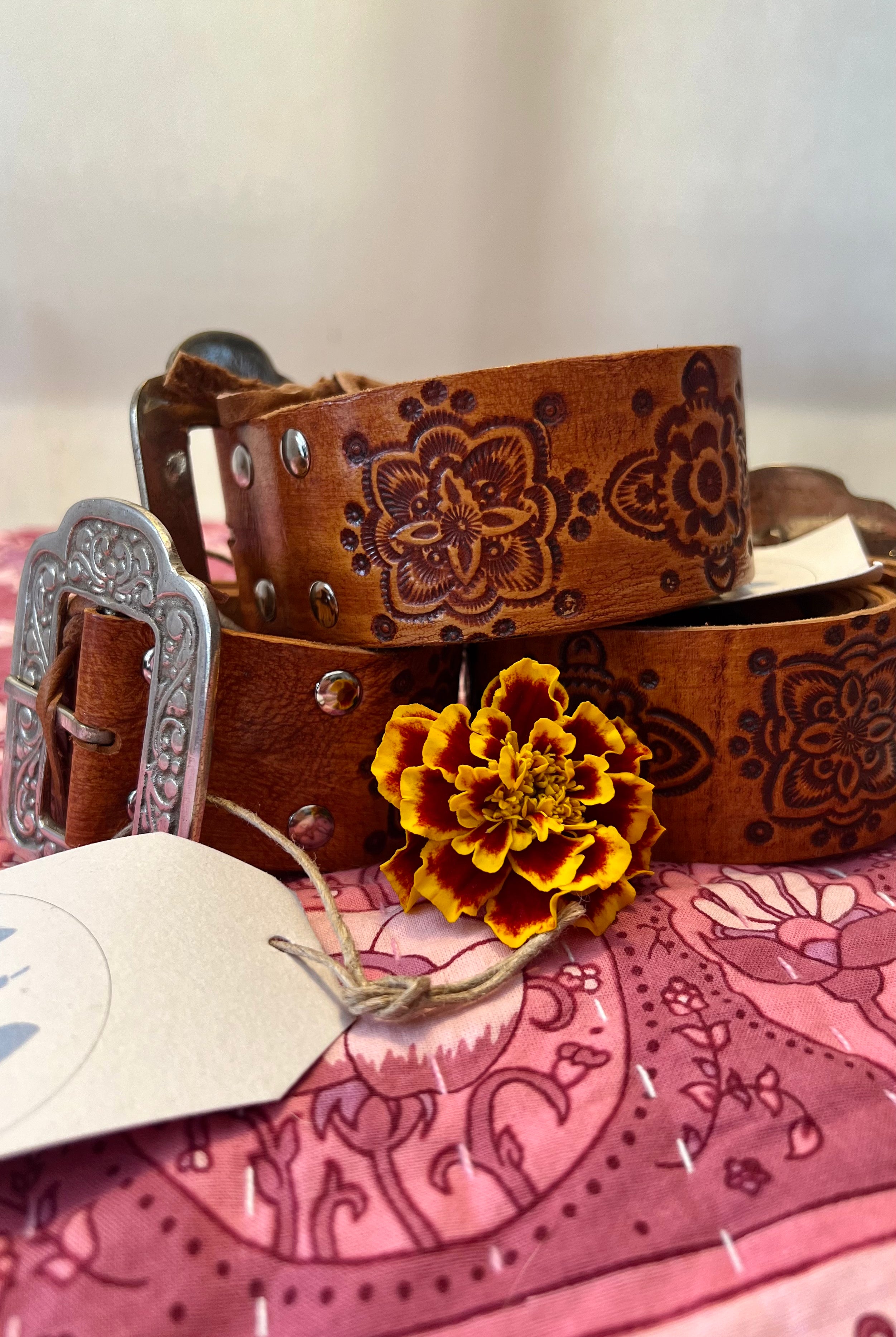 HOUSE OF SKYE | MANDALA LEATHER BELT TAN | Bohemian Love Runway