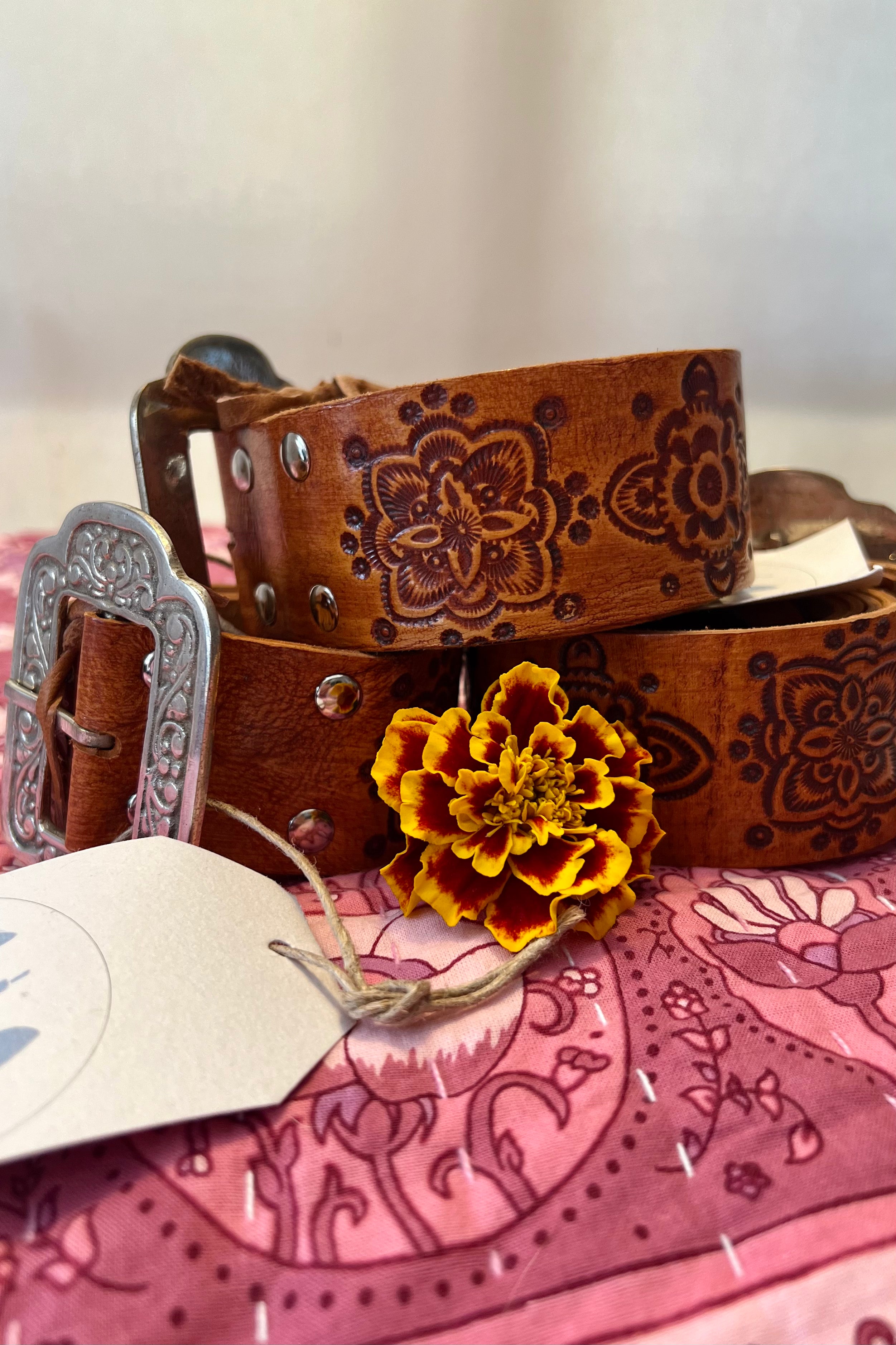 HOUSE OF SKYE | MANDALA LEATHER BELT TAN | Bohemian Love Runway