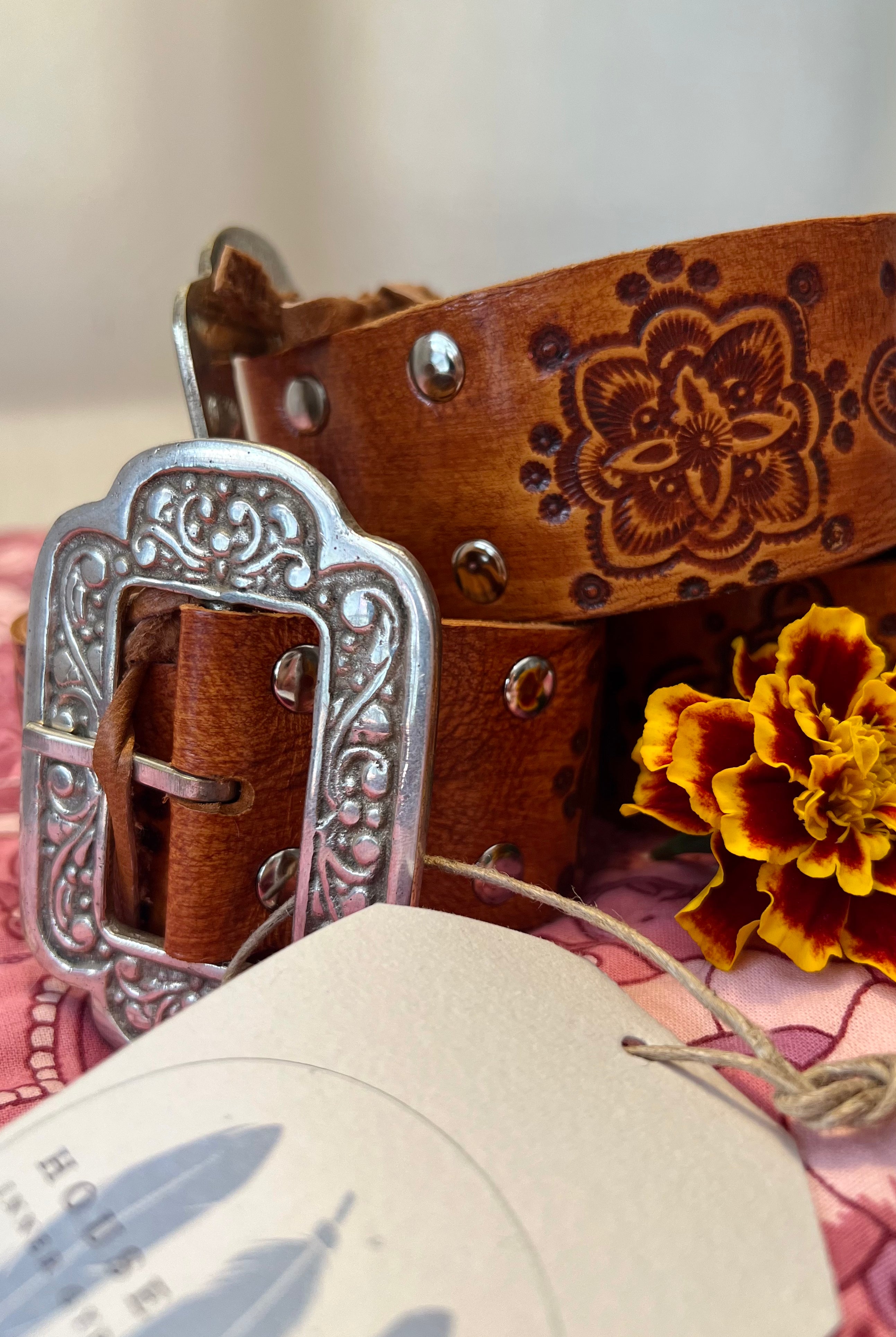 HOUSE OF SKYE | MANDALA LEATHER BELT TAN | Bohemian Love Runway