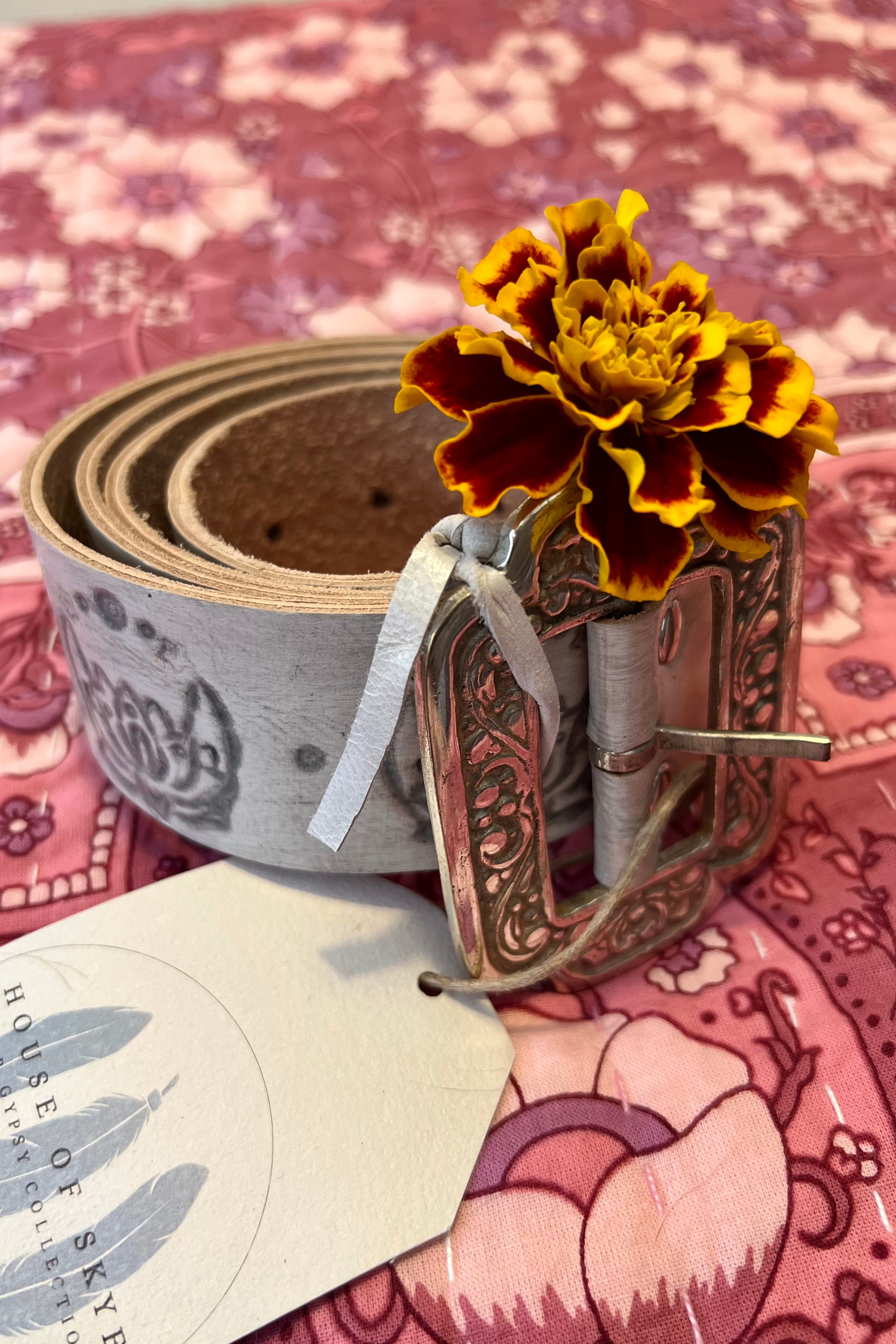 HOUSE OF SKYE | COSMIC LOVE LEATHER BELT VINTAGE WHITE | Bohemian Love Runway