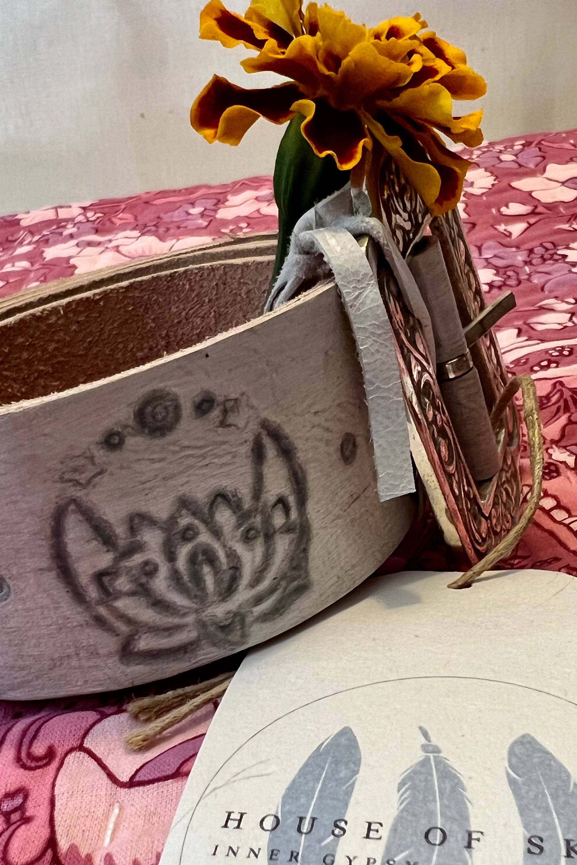 HOUSE OF SKYE | COSMIC LOVE LEATHER BELT VINTAGE WHITE | Bohemian Love Runway