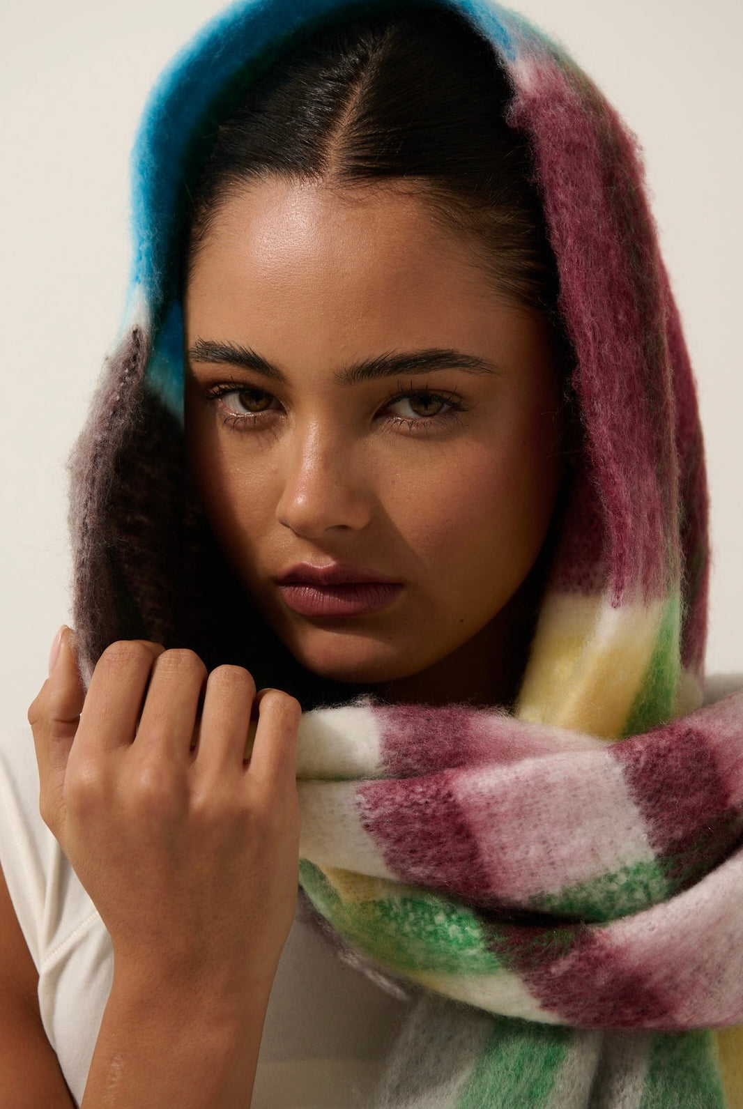 ANGELS WHISPER | DENISE MULTI PLAID FLUFFY SCARF | Bohemian Love Runway