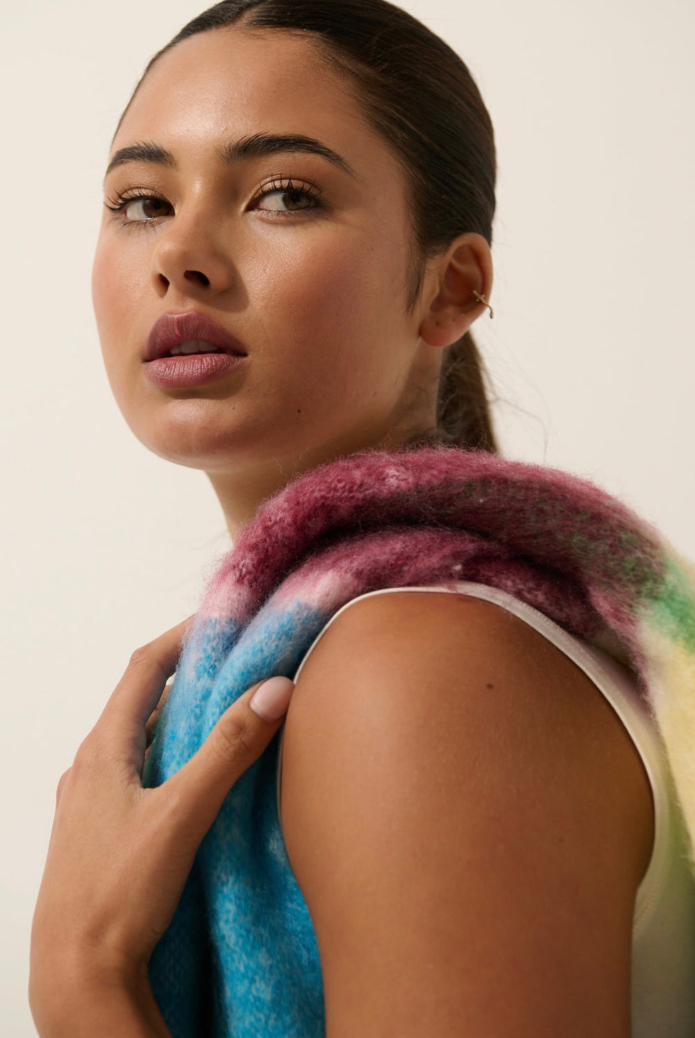 ANGELS WHISPER | DENISE MULTI PLAID FLUFFY SCARF | Bohemian Love Runway