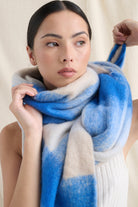 ANGELS WHISPER | BLUE + WHITE CHECK FLUFFY SCARF | Bohemian Love Runway