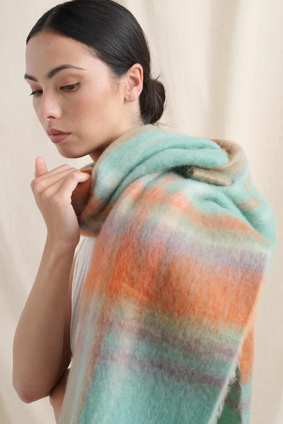 ANGELS WHISPER | SAMANTHA PASTEL PLAID FLUFFY SCARF | Bohemian Love Runway