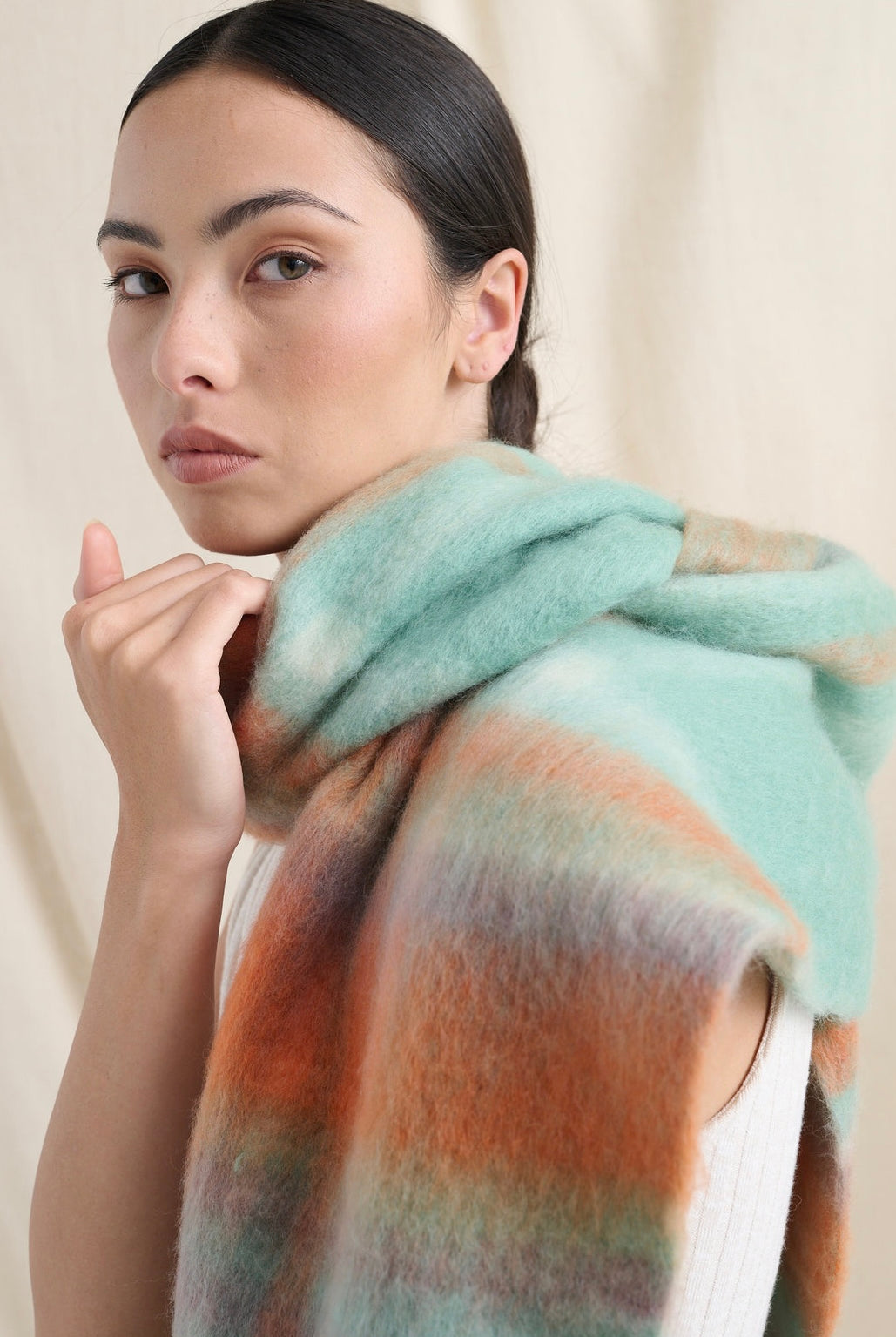 ANGELS WHISPER | SAMANTHA PASTEL PLAID FLUFFY SCARF | Bohemian Love Runway
