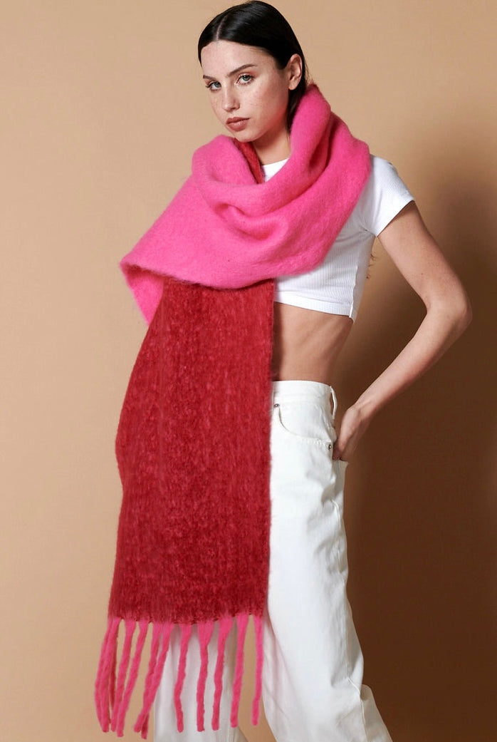 ANGELS WHISPER | COLOUR BLOCK TWO TONE FLUFFY SCARF | Bohemian Love Runway