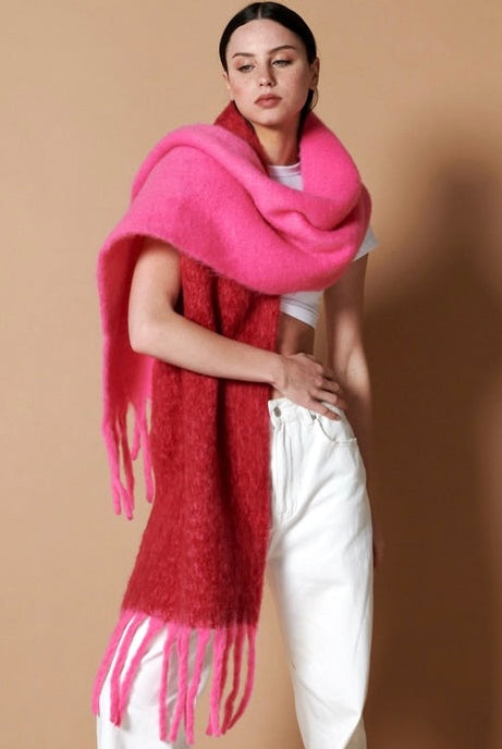 ANGELS WHISPER | COLOUR BLOCK TWO TONE FLUFFY SCARF | Bohemian Love Runway