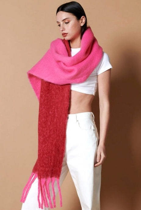 ANGELS WHISPER | COLOUR BLOCK TWO TONE FLUFFY SCARF | Bohemian Love Runway