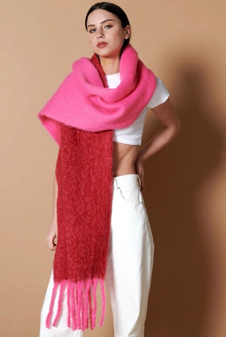 ANGELS WHISPER | COLOUR BLOCK TWO TONE FLUFFY SCARF | Bohemian Love Runway
