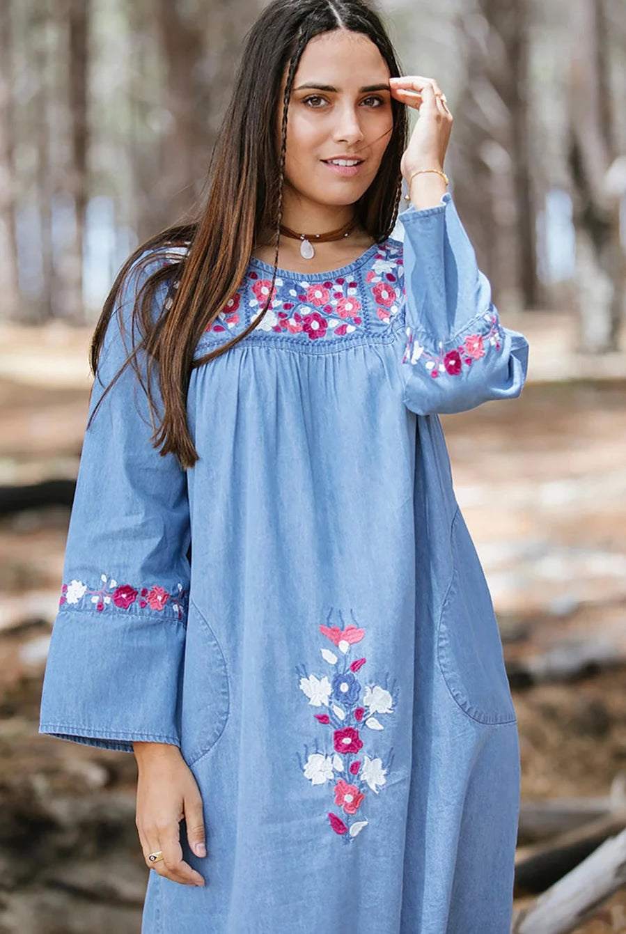 RUBI SKYE | AUTUMN ROSE 70'S DENIM DRESS | Bohemian Love Runway