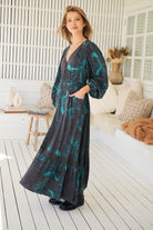 JAASE | MIDNIGHT LILLY LONG SLEEVE CARMEN MAXI DRESS | Bohemian Love Runway