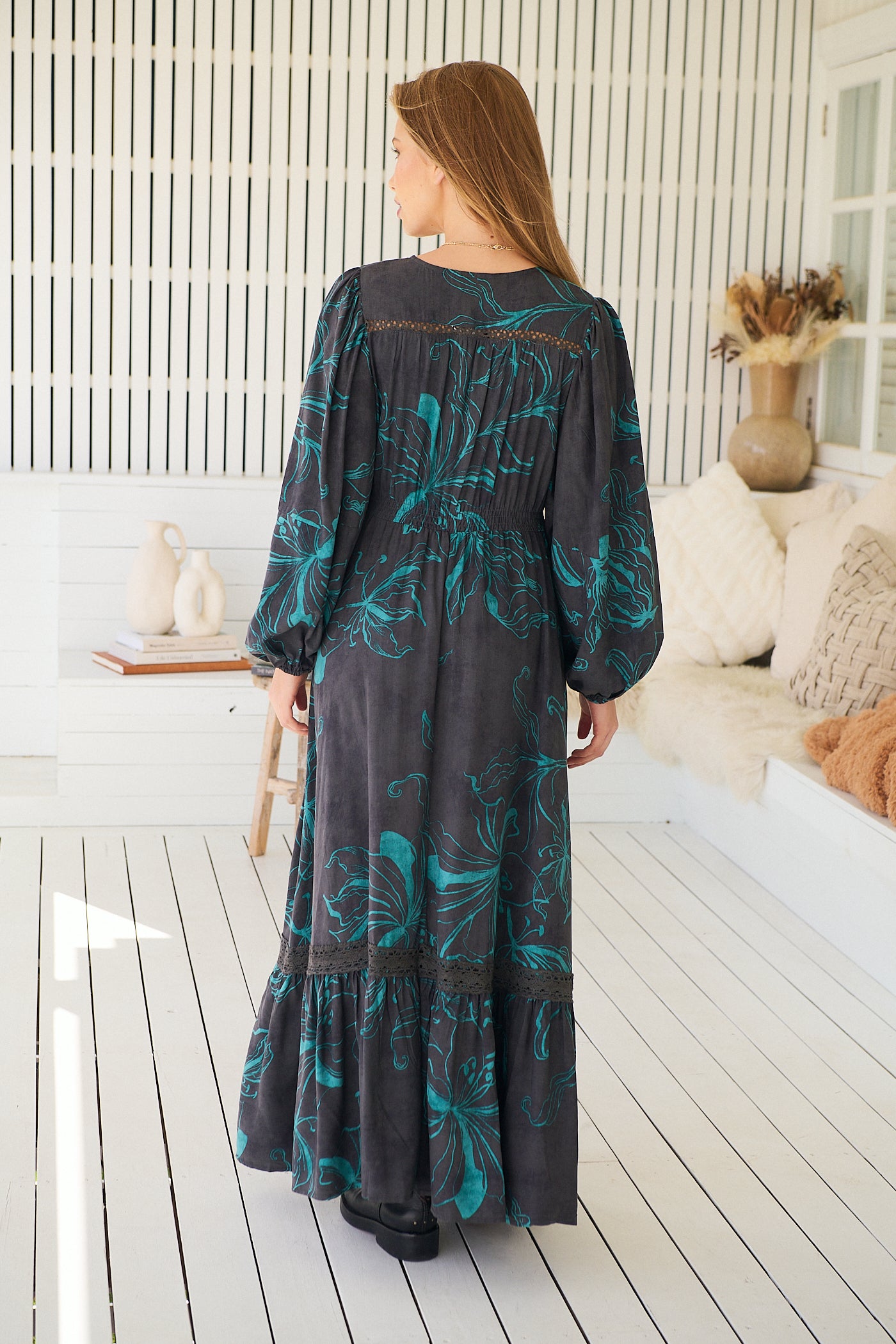 JAASE | MIDNIGHT LILLY LONG SLEEVE CARMEN MAXI DRESS | Bohemian Love Runway