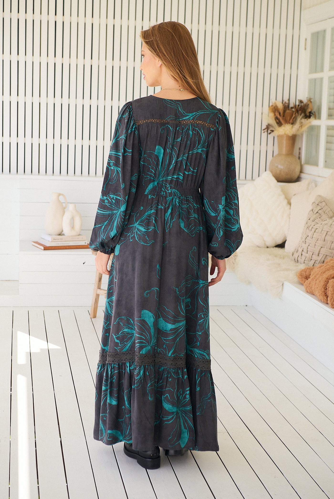 JAASE | MIDNIGHT LILLY LONG SLEEVE CARMEN MAXI DRESS | Bohemian Love Runway