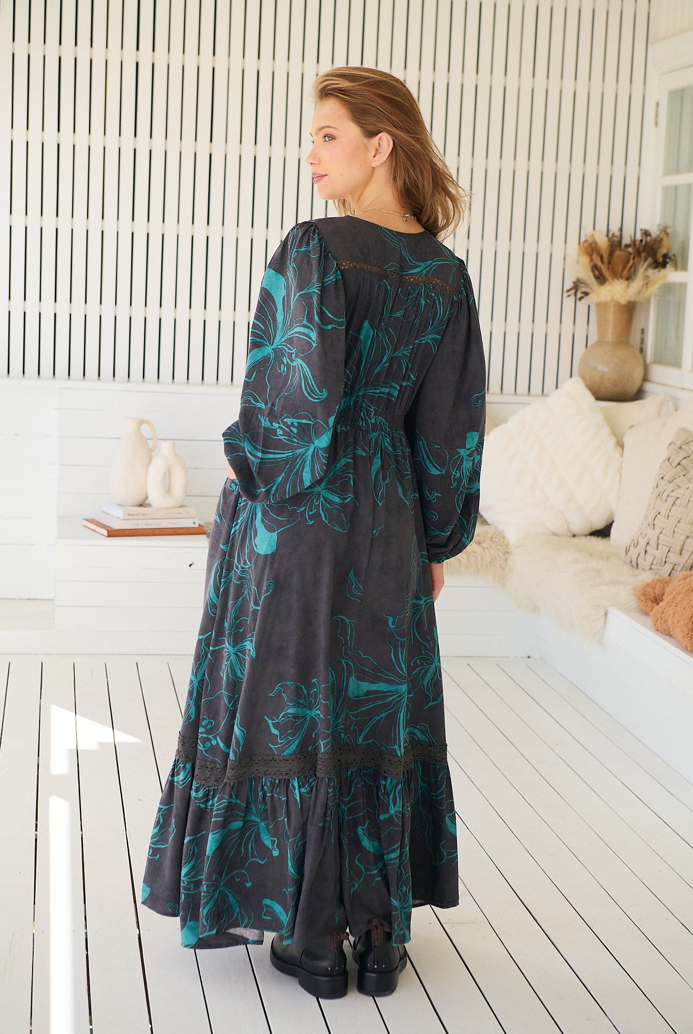 JAASE | MIDNIGHT LILLY LONG SLEEVE CARMEN MAXI DRESS | Bohemian Love Runway