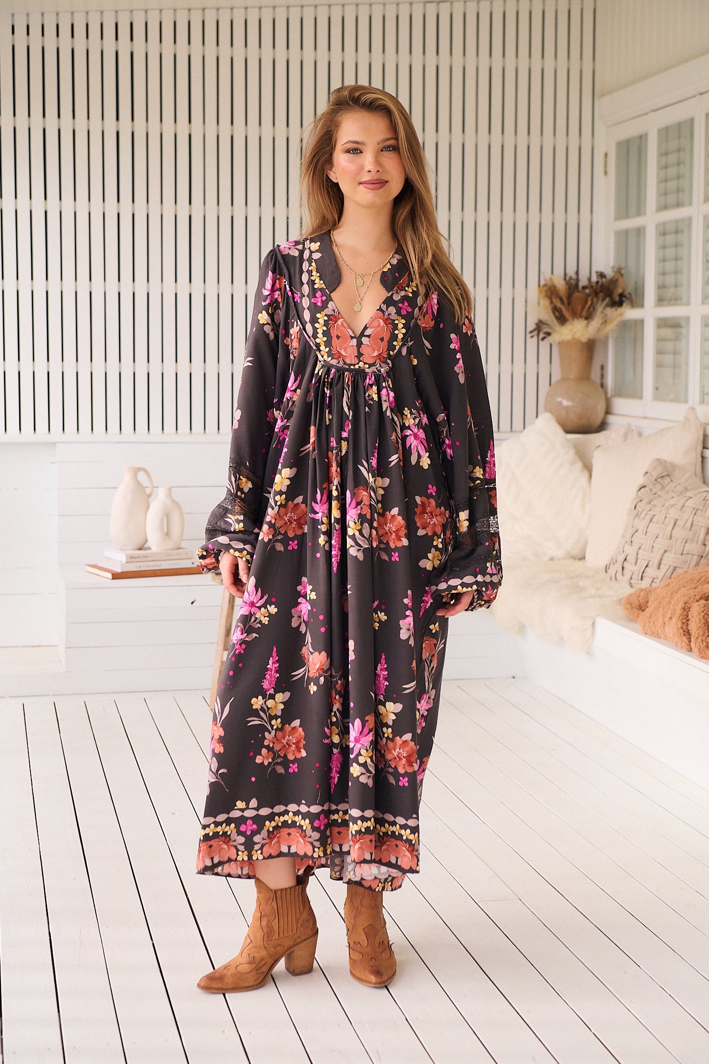 JAASE | MONARCH BLOOM BOHEME MIDI DRESS | Bohemian Love Runway