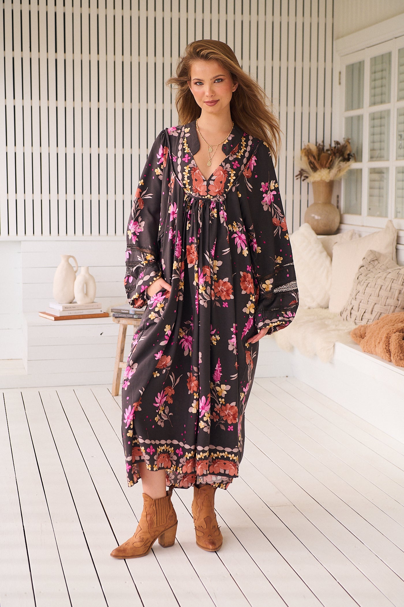 JAASE | MONARCH BLOOM BOHEME MIDI DRESS | Bohemian Love Runway
